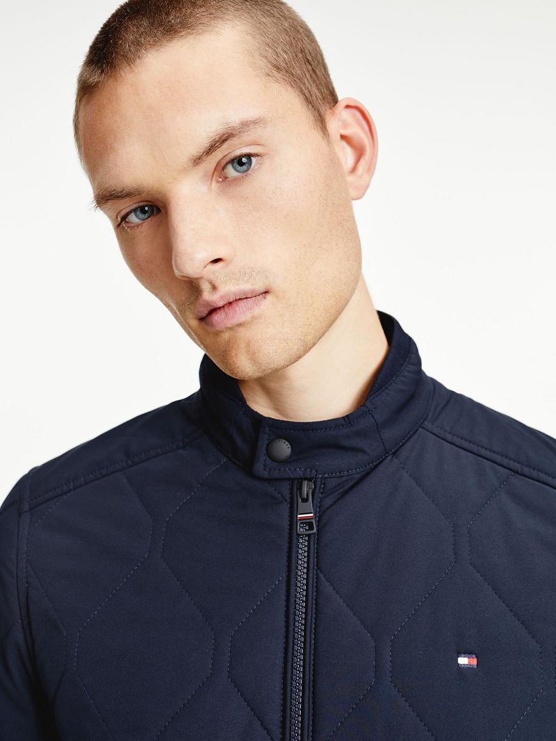 Férfi Tommy Hilfiger Quilted bomber Kabát Sötétkék | HU 1196DFM